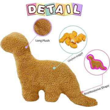 Isaacalyx Dino Nugget Pillow, 16 inch Soft Dinosaur Chicken Nuggets Pillow for Birthday Gifts, Dinos...