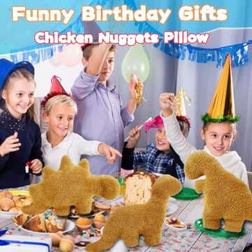 Isaacalyx Dino Nugget Pillow, 16 inch Soft Dinosaur Chicken Nuggets Pillow for Birthday Gifts, Dinosaur Theme Party Decorations (Brontosaurus, Small)