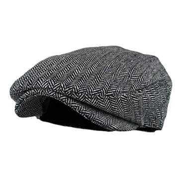 Wonderful Fashion Men's Classic Herringbone Tweed Wool Coat - Grey, Small/Medium