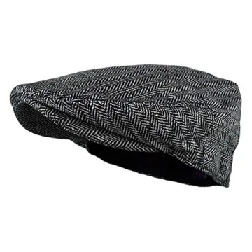 Classic Herringbone Tweed Wool Coat for Men
