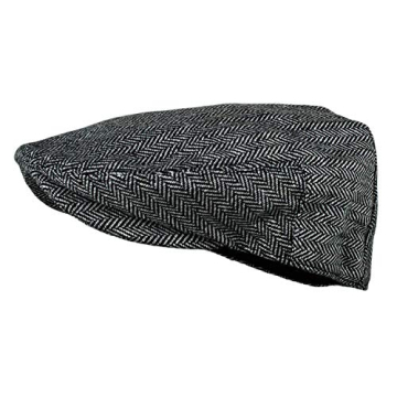 Classic Herringbone Tweed Wool Coat for Men