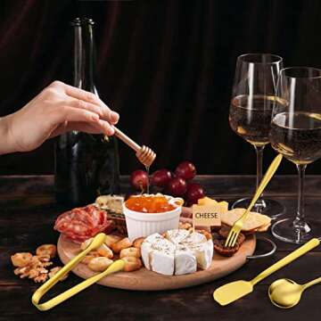 Elegant Gold Charcuterie Board Accessories Utensils Set