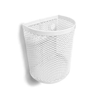 Magnetic Pen Pencil Mesh Metal Basket Holder Container Storage Organizer for Kitchen Refrigerator Fridge Whiteboard Dry Erase File Cabinet Locker (White)(Set of 2)