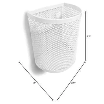 Magnetic Pen Pencil Mesh Metal Basket Holder Container Storage Organizer for Kitchen Refrigerator Fridge Whiteboard Dry Erase File Cabinet Locker (White)(Set of 2)