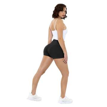 CHRLEISURE High Waisted Spandex Biker Shorts, Workout Booty Soft Yoga Shorts for Women (3" Black*2,White,Nude,S)