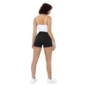 CHRLEISURE High Waisted Spandex Biker Shorts, Workout Booty Soft Yoga Shorts for Women (3" Black*2,White,Nude,S)