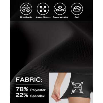 CHRLEISURE High Waisted Spandex Biker Shorts, Workout Booty Soft Yoga Shorts for Women (3" Black*2,White,Nude,S)