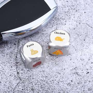 Food Dice Game Valentines Day Gifts for Her Him Boyfriend Girlfriend Food Decision Dice Anniversary Christmas Birthday Gifts for Wife Husband Men Women Stocking Stuffers Romantic Date Night Ideas Gift