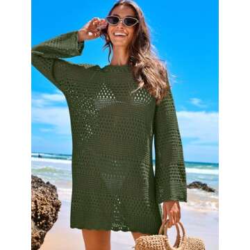 ANRABESS Women Swimsuit Crochet Swim Cover Up 2025 Summer Bathing Suit Swimwear