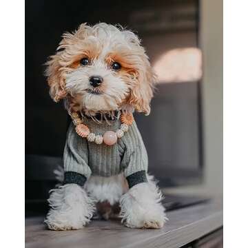 Fitwarm Knitted Dog Pajamas, Dog Clothes for Small Dogs Girl Boy, Pet Onesie with Feet, Doggy Outfit, Light Grey, Large