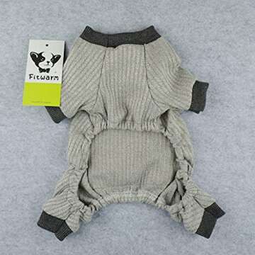 Fitwarm Knitted Dog Pajamas, Dog Clothes for Small Dogs Girl Boy, Pet Onesie with Feet, Doggy Outfit, Light Grey, Large