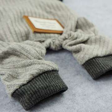 Fitwarm Knitted Dog Pajamas, Dog Clothes for Small Dogs Girl Boy, Pet Onesie with Feet, Doggy Outfit, Light Grey, Large