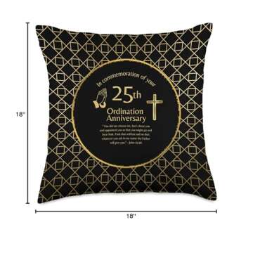 100xGifts 25th Ordination Anniversary Priest Pastor Minister Deacon Throw Pillow, 18x18, Multicolor