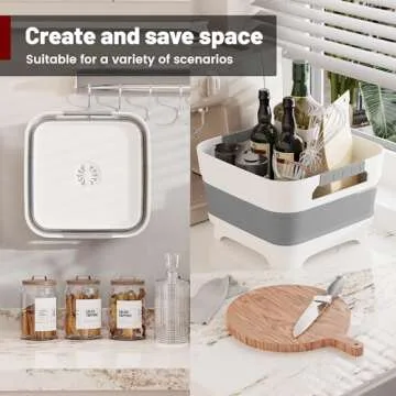 MontNorth 2.4 Gal Collapsbile Wash Basin with Drian Plug,9L Dish Pan for Soaking Baby Bottles,Portable Sink, Multiuse Foldable Bucket,Ice Beverage Tubs for Camping, Vegetable Washing, RV (Gray)