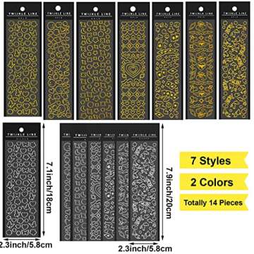 14 Sheets Colorful Letter Sticker Korean Decor Stickers Silver Gold Vinyl Stickers Adhesive Love Stickers Waterproof Butterfly Heart Sticker for Bottle Laptop Scrapbooking Decorative DIY Crafts