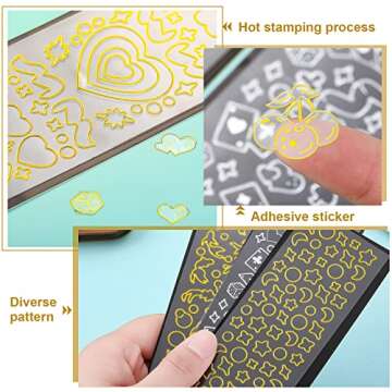 14 Sheets Colorful Letter Sticker Korean Decor Stickers Silver Gold Vinyl Stickers Adhesive Love Stickers Waterproof Butterfly Heart Sticker for Bottle Laptop Scrapbooking Decorative DIY Crafts