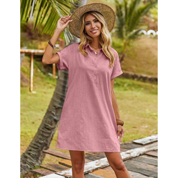 Zeagoo Women's Summer Button Down Shirt Dress with Pockets