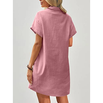 Zeagoo Women's Summer Button Down Shirt Dress with Pockets