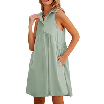Stylish DEEP SELF Women Summer Collared Shirt Dress