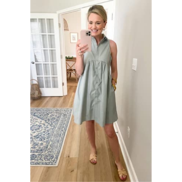 Stylish DEEP SELF Women Summer Collared Shirt Dress