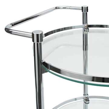 Organize It All Rolling 3 Tier Glass Circular Serving Cart, Silver (Model: 62943W)