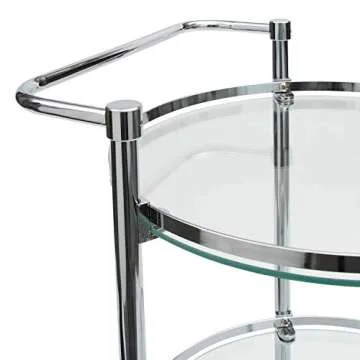 Organize It All Rolling 3 Tier Glass Circular Serving Cart, Silver (Model: 62943W)