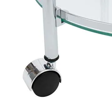 Organize It All Rolling 3 Tier Glass Circular Serving Cart, Silver (Model: 62943W)