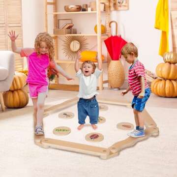 OHKIDS Wooden Balance Beam, Stepping Stones & Obstacle Course for Kids, 41 PCS Toddlers Balance Boar...