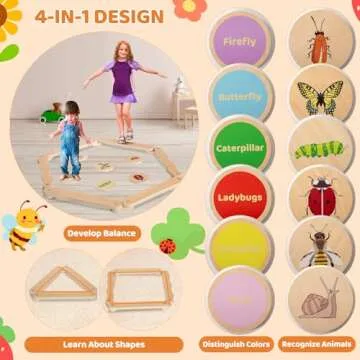 OHKIDS Wooden Balance Beam, Stepping Stones & Obstacle Course for Kids, 41 PCS Toddlers Balance Board Log, Indoor/Outdoor Gymnastics Toys, Playful Furniture w/Storage Bag, Gift for Boys Girls