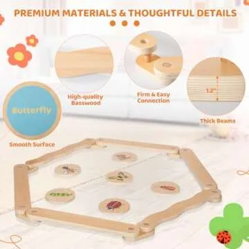 OHKIDS Wooden Balance Beam, Stepping Stones & Obstacle Course for Kids, 41 PCS Toddlers Balance Board Log, Indoor/Outdoor Gymnastics Toys, Playful Furniture w/Storage Bag, Gift for Boys Girls