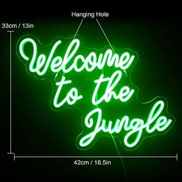 FAXFSIGN Welcome to the Jungle Neon Sign - Fun LED Wall Decor