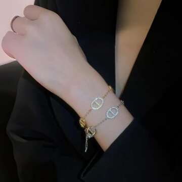 SHASHA Luxury Bracelet for Women Bling Rhinestone Bracelet Adjustable Bracelet Silver/Gold Bracelet ...