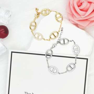 SHASHA Luxury Bracelet for Women Bling Rhinestone Bracelet Adjustable Bracelet Silver/Gold Bracelet Fashion Jewelry Gifts for Women and Lover