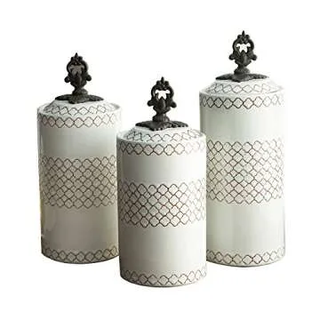 Elegant American Atelier Ceramic Canisters Set of 3
