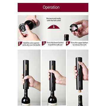 Hisip Electric Wine Opener - Battery Wine Bottle Opener Contains Beer Opener Wine Gift Set Automatic Corkscrew Electric Potable for Home Bar Father Day Gift