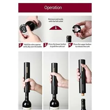 Hisip Electric Wine Opener - Battery Wine Bottle Opener Contains Beer Opener Wine Gift Set Automatic Corkscrew Electric Potable for Home Bar Father Day Gift