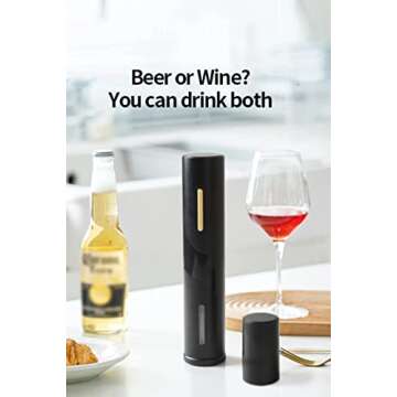 Hisip Electric Wine Opener - Battery Wine Bottle Opener Contains Beer Opener Wine Gift Set Automatic Corkscrew Electric Potable for Home Bar Father Day Gift