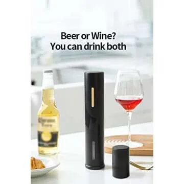 Hisip Electric Wine Opener - Battery Wine Bottle Opener Contains Beer Opener Wine Gift Set Automatic Corkscrew Electric Potable for Home Bar Father Day Gift