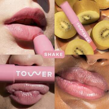 Tower 28 JuiceBalm Tinted Lip Balm - Hydrating Lip Color with Shea Butter and Marula Oil - Clean, Cruelty Free, and Vegan Lip Care - Shake: A Juicy Sheer Pink, 0.09 Fl Oz / 2.7 mL