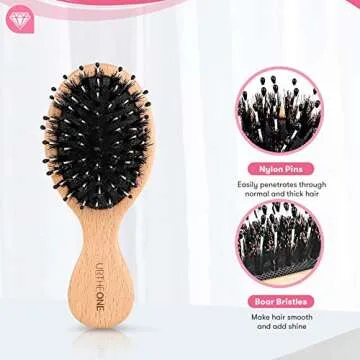URTHEONE Mini Boar Bristle Hairbrush Set for All Hair Types