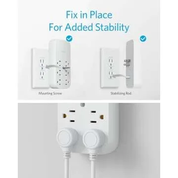Anker Outlet Extender and USB Wall Charger, 6 Outlets and 2 USB Ports, 20W USB C Power Delivery High-Speed Charging iPhone 15/15 Plus/15 Pro/15 Pro Max, Multi-Plug for Dorm, Home, and Office, White