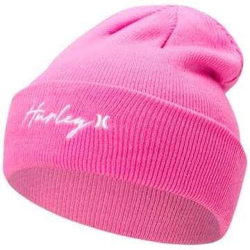 Hurley Women's Winter Hat - Script Cuff Knit Beanie, Size Medium, Pink