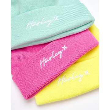 Hurley Women's Winter Hat - Script Cuff Knit Beanie, Size Medium, Pink
