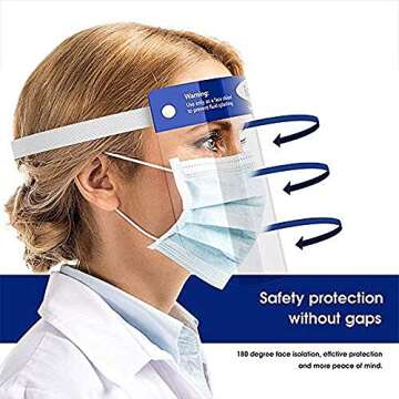 100Pcs Face Shields, Double-sided Anti-Fog and Dustproof Transparent Full Face Protective Visor