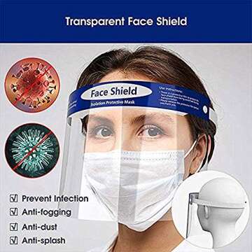 100Pcs Face Shields, Double-sided Anti-Fog and Dustproof Transparent Full Face Protective Visor