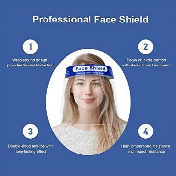 100Pcs Face Shields, Double-sided Anti-Fog and Dustproof Transparent Full Face Protective Visor