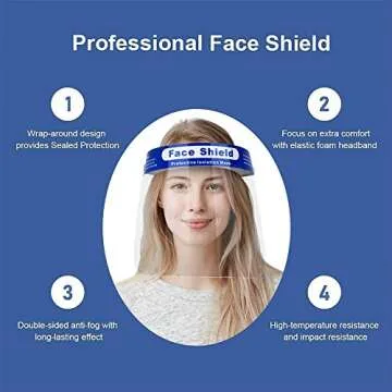 100Pcs Face Shields, Double-sided Anti-Fog and Dustproof Transparent Full Face Protective Visor
