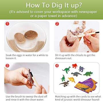 XXTOYS 𝐃𝐢𝐧𝐨 𝐄𝐠𝐠 𝐃𝐢𝐠 𝐊𝐢𝐭, Dig a Dozen Dinosaur Eggs Excavation Kits with 12 Unique Dinosaur Toys, Dinosaur Dig for Kids, Easter Party Archaeology Paleontology Educational Science STEM Gift