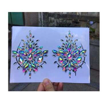 Mermaid Breast Gems Glitter,Body Jewels Rave Festival Rhinestone Face Body Jewelry Stick On Crystal ...