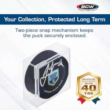 BCW Hockey Puck Display Case Cube Holder 6-Pack, Crystal Clear, Stackable